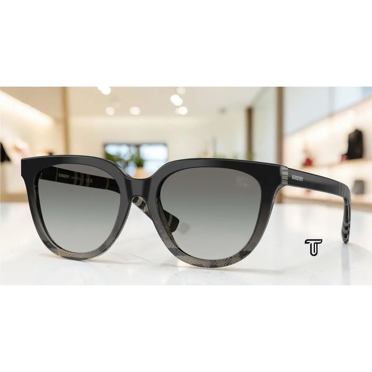 Burberry BE4469F 420011 Grey Check Grey Gradient 53 mm Women`s Sunglasses