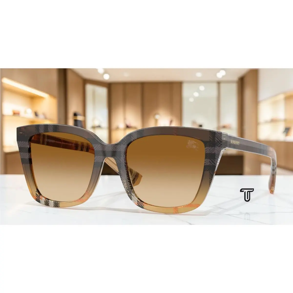 Burberry BE4487 420213 Check Gradient Sand Brown Gradient 52mm Womens Sunglasses