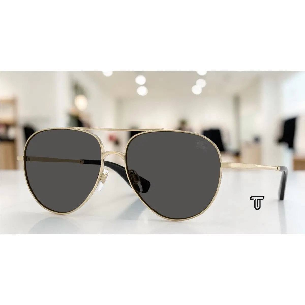 Burberry BE3172 110987 Light Gold Dark Grey 59 mm Unisex Sunglasses