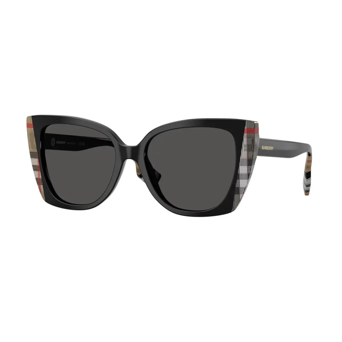 Burberry BE4393 405587 Meryl Black Vintage Check Dark Grey 54mm Women Sunglasses
