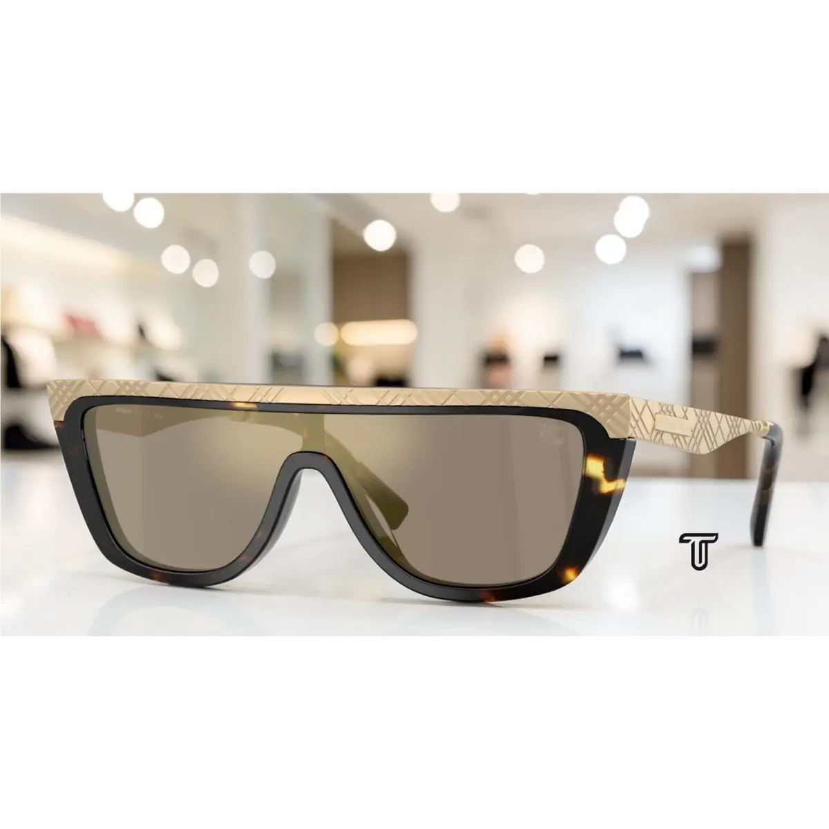 Burberry BE3174 13595A Yellow Havana Brown Mirror Gold 28 mm Unisex Sunglasses