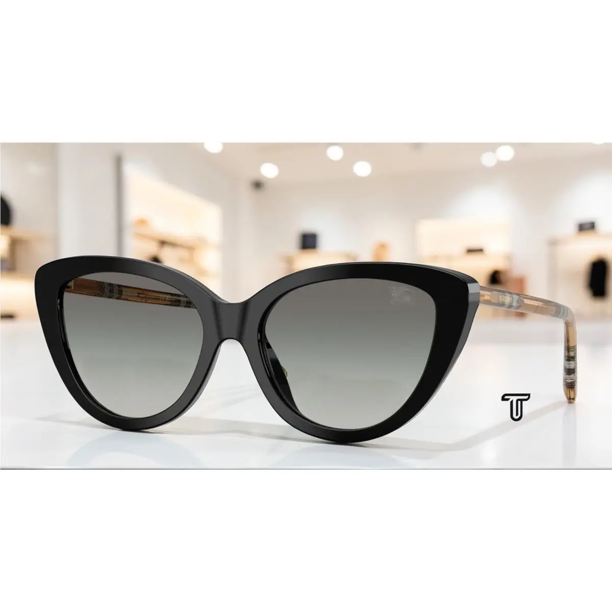 Burberry BE4457F 416111 Black Grey Gradient 55 mm Women`s Sunglasses