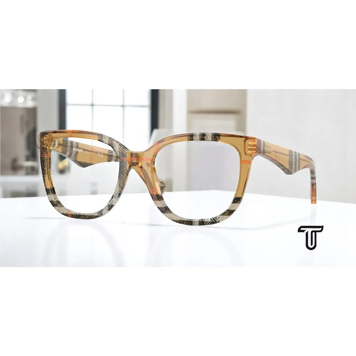 Burberry BE2415 4146 Check Sand Demo Lens 51 mm Women`s Eyeglasses