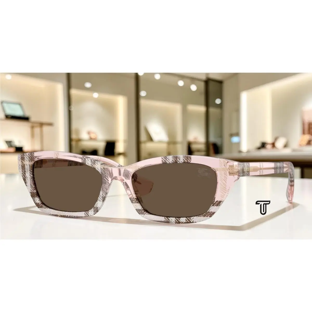 Burberry BE4488 422173 Check Pink Brown 52 mm Women`s Sunglasses