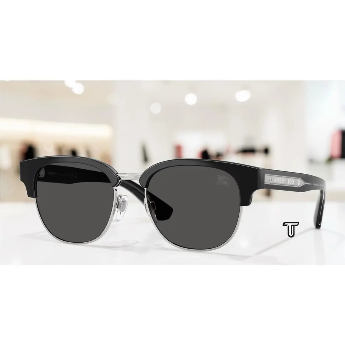 Burberry BE4485 420687 Black Dark Grey 52 mm Men`s Sunglasses