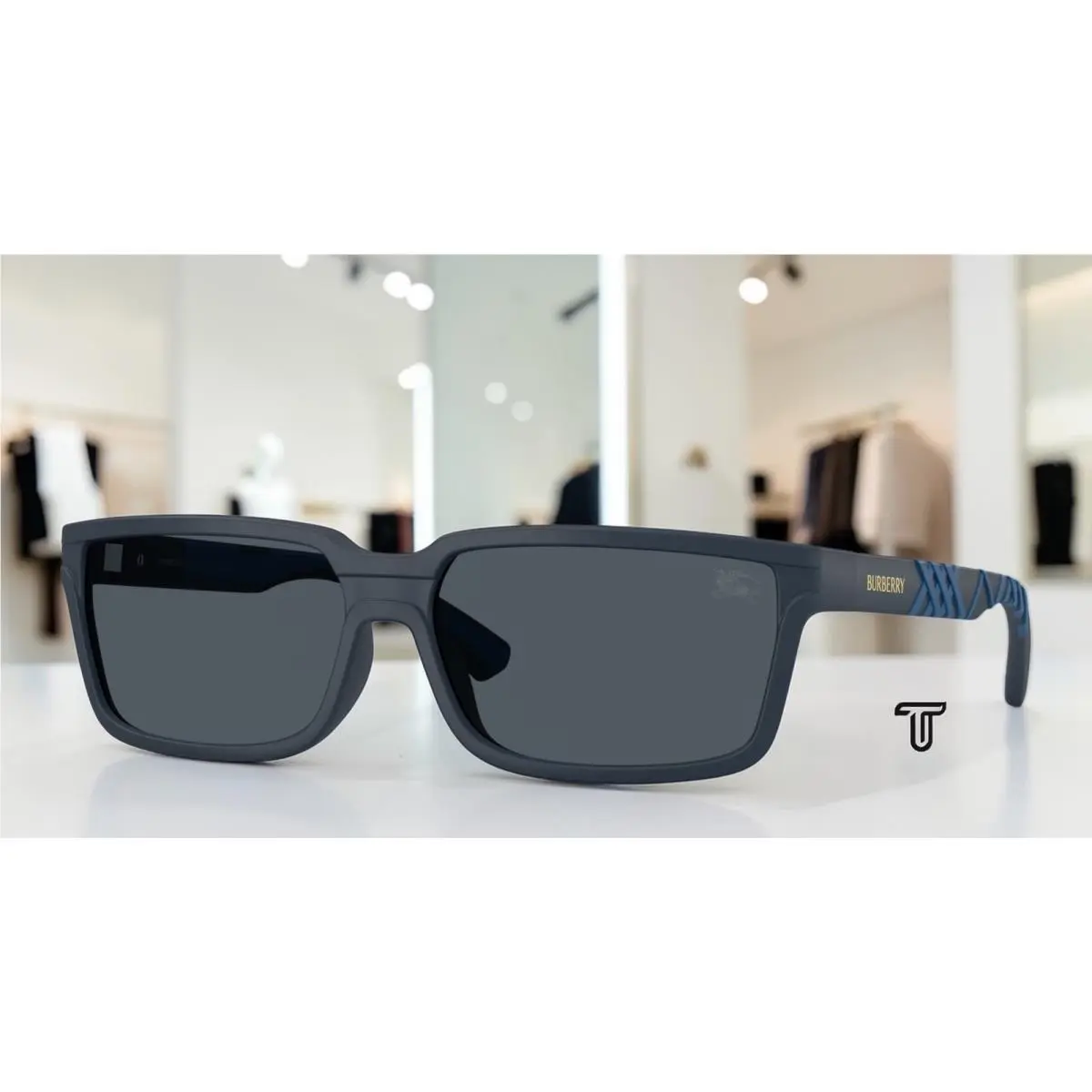 Burberry BE4495D 424087 Matte Blue Dark Grey 61 mm Men`s Sunglasses