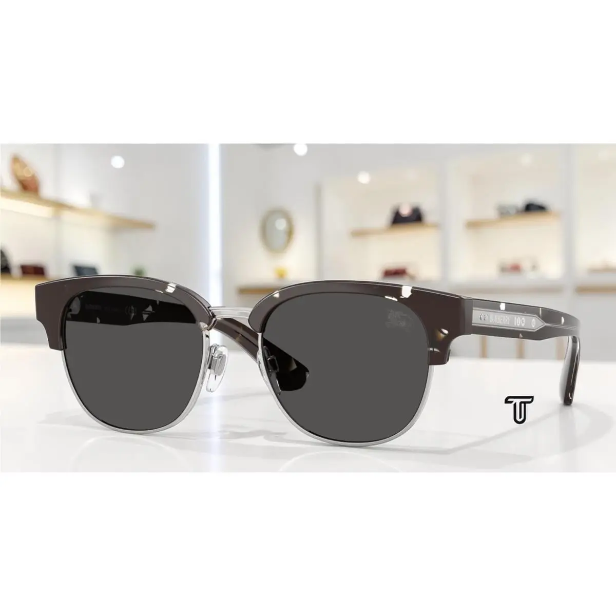 Burberry BE4485 422587 Black Havana Dark Grey 52 mm Men`s Sunglasses