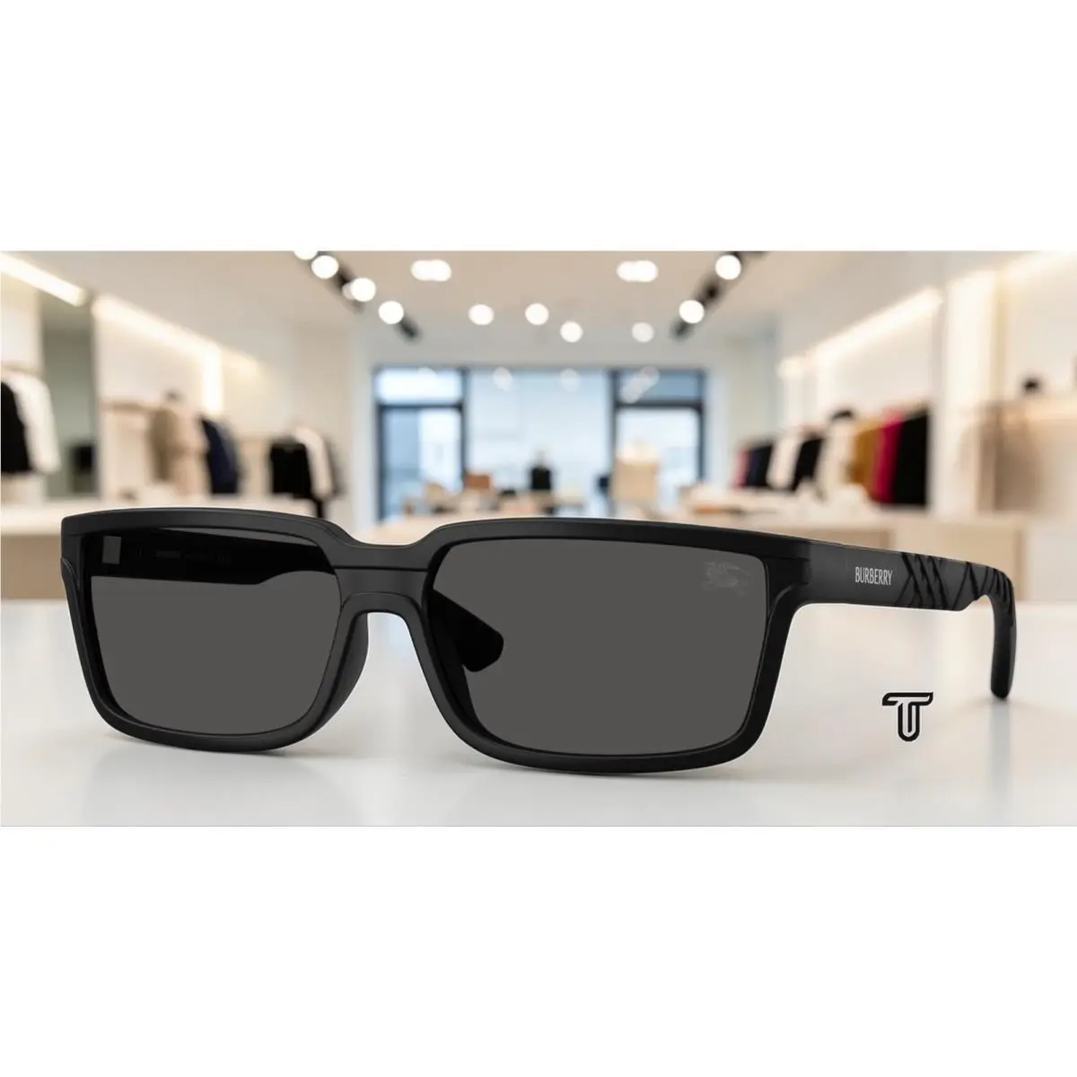 Burberry BE4495D 346487 Matte Black Dark Grey 61 mm Men`s Sunglasses