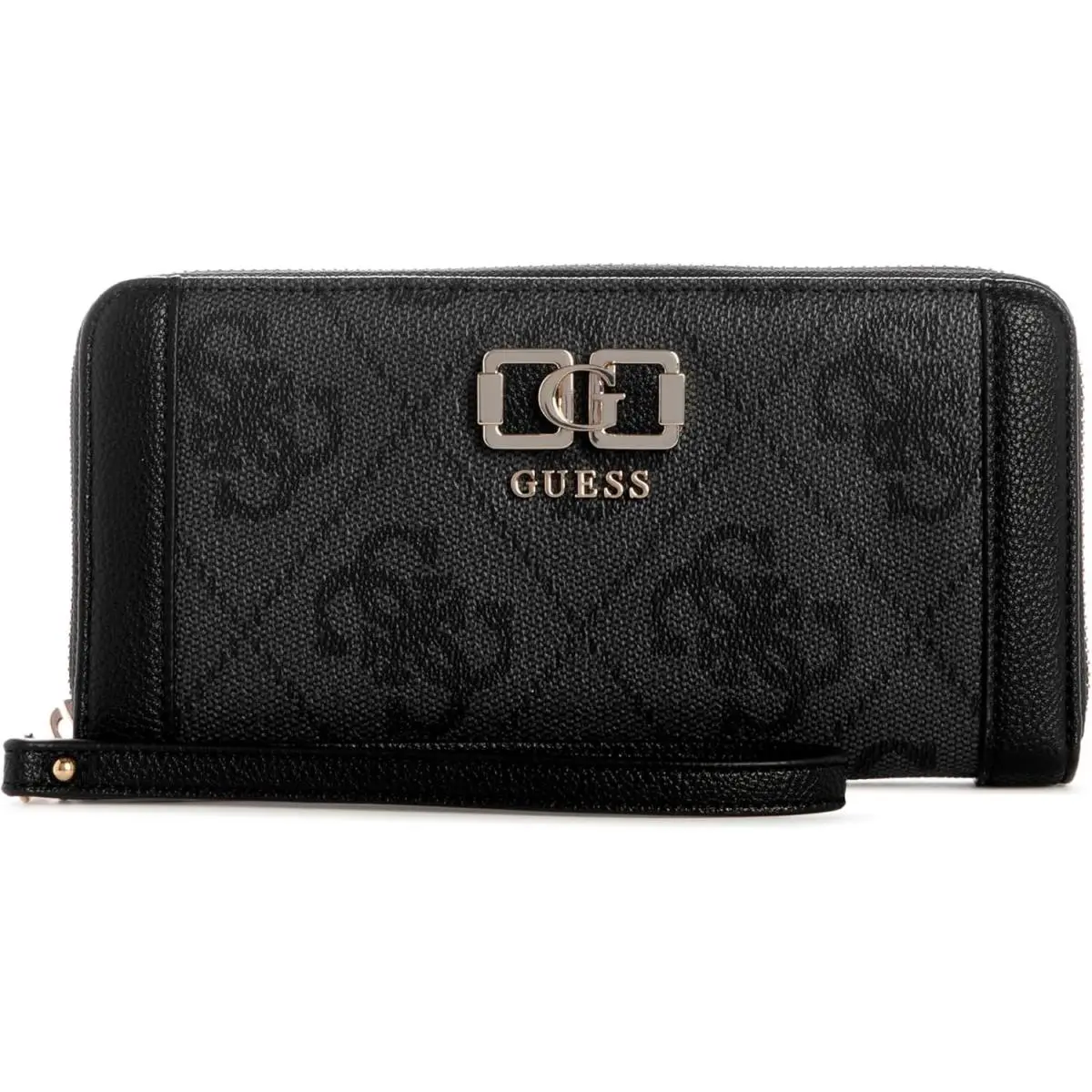 Guess Karnilla Logo Zip-around Continental Womens Wallet In Black 14x9x3 CM