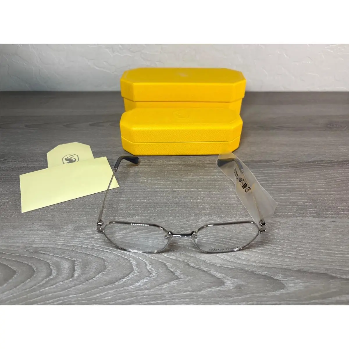 Swarovski SK1011 4001 Silver Geometric Hexagon Eyeglasses Blue Crystal 53-18-135