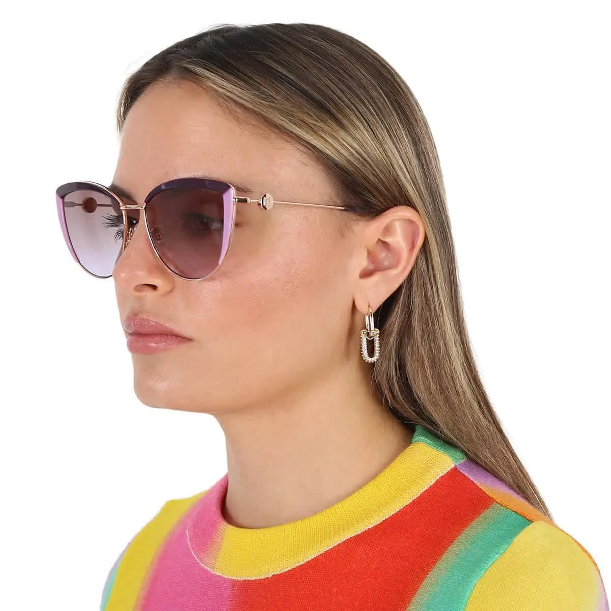 Carolina Herrera Brown Violet Cat Eye Ladies Sunglasses Her 0112/S 0RY8/QR 58