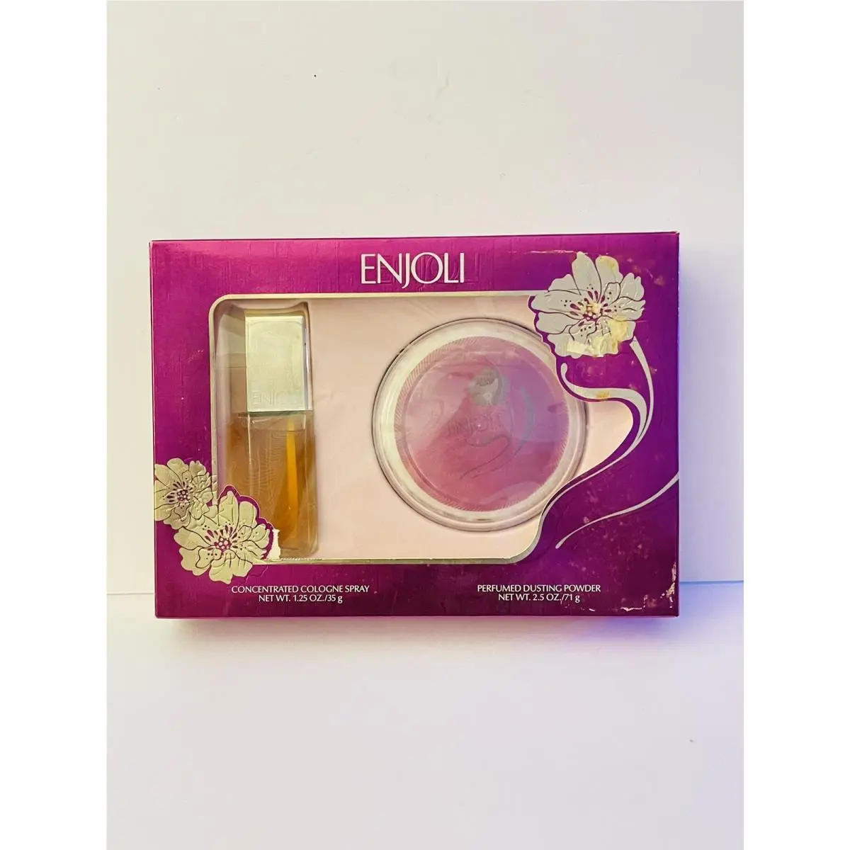 Enjoli Vintage Revlon Perfume Set Spray Cologne 1.25 oz Dusting Powder 2.5 oz