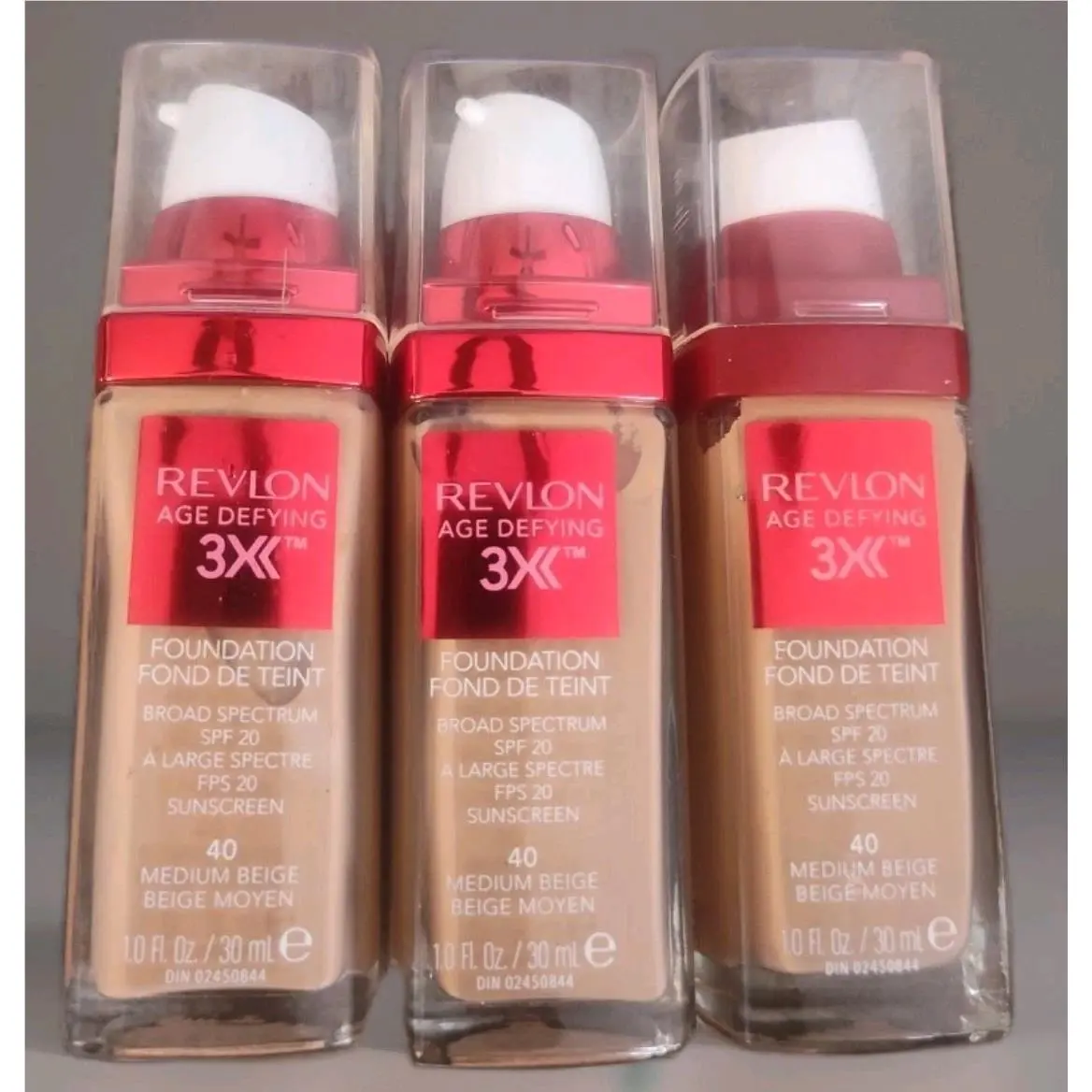 Revlon Age Defying 3X Liquid Foundation 40 Medium Beige 1 fl oz ea 3 Pack