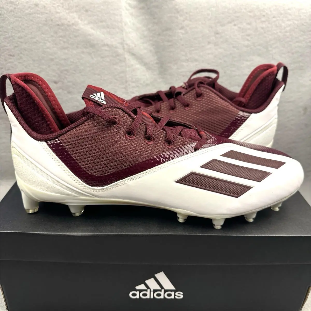Adidas SM Adizero Scorch 21 Ncaa Football Cleats Mens 12.5 Maroon GW2942 Box