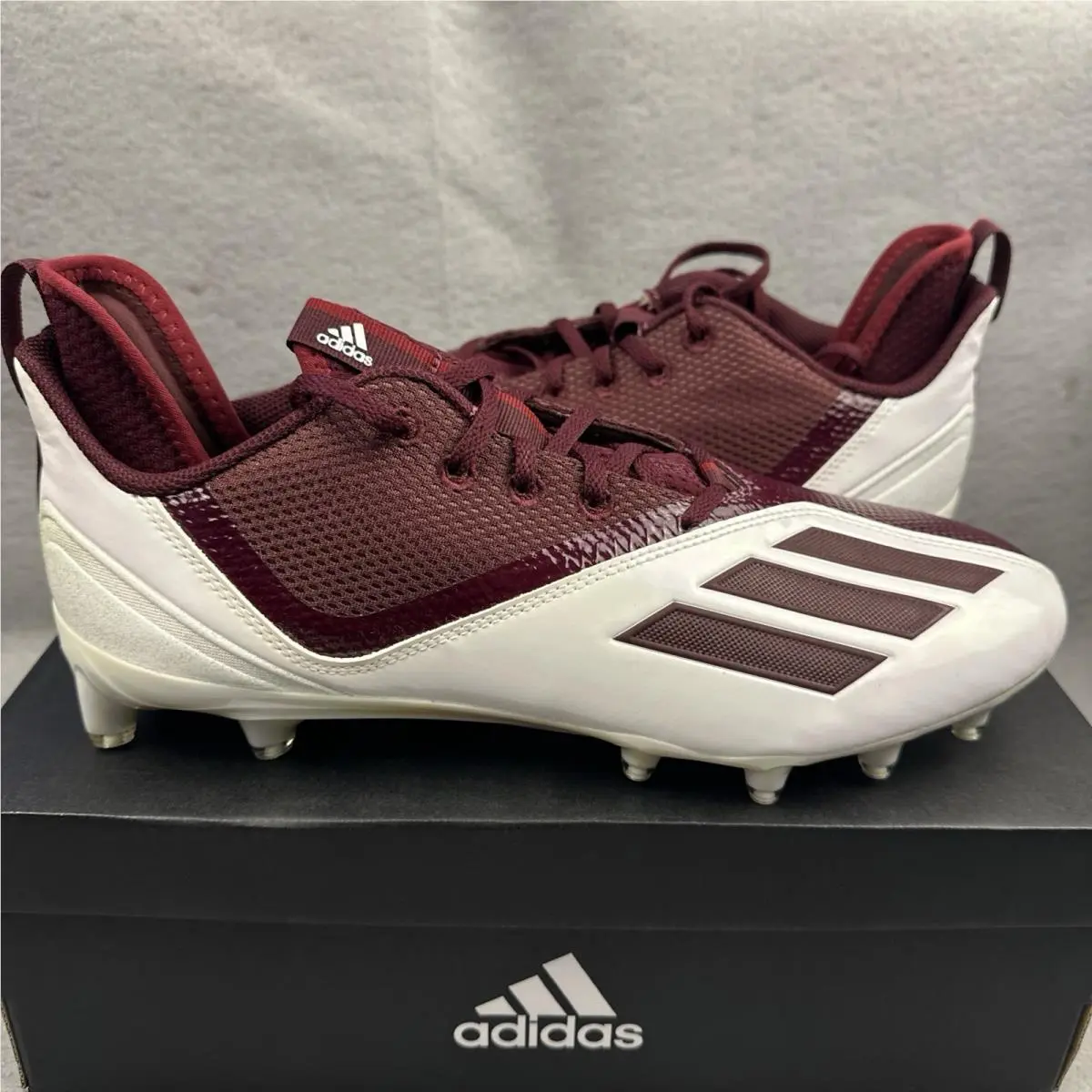 Adidas SM Adizero Scorch 21 Ncaa Football Cleats Mens 12 Maroon GW2942 Box