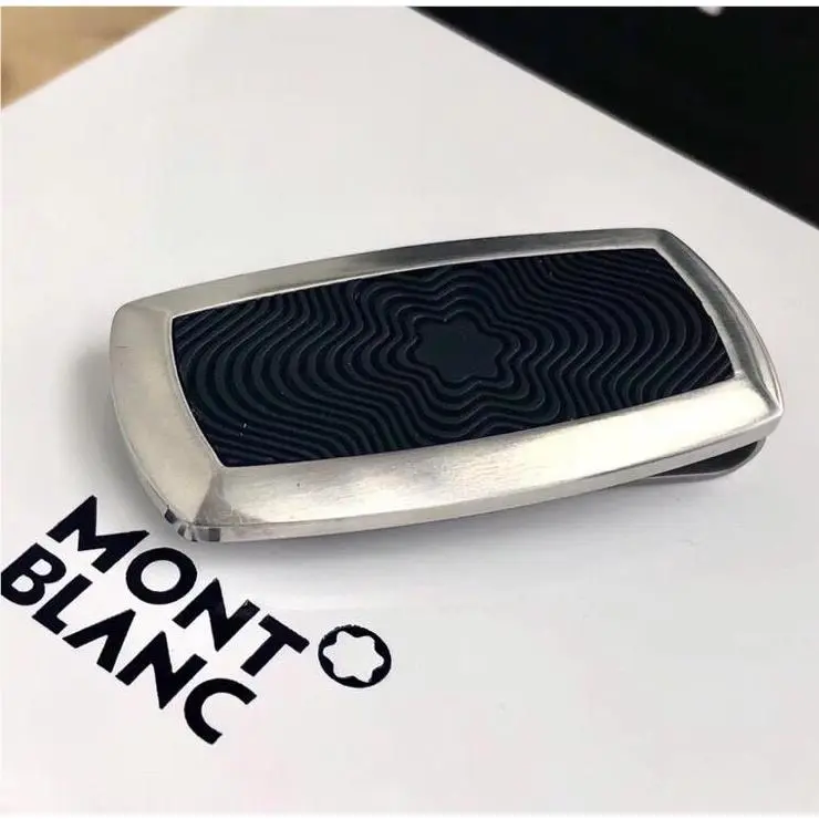 Montblanc Money Clip Stainless Steel Silver Logo - Men`s Wallet Clip - Fullbox