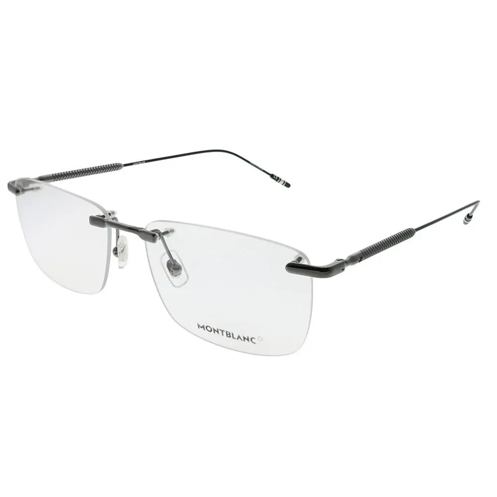 Montblanc Established MB 0049O 004 Ruthenium Metal Rimless Eyeglasses 58mm