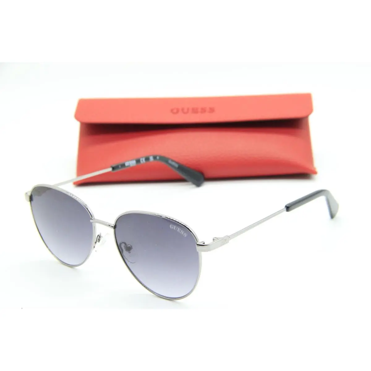 Guess GU 8257 08B Silver Black Sunglasses W Case 53-15