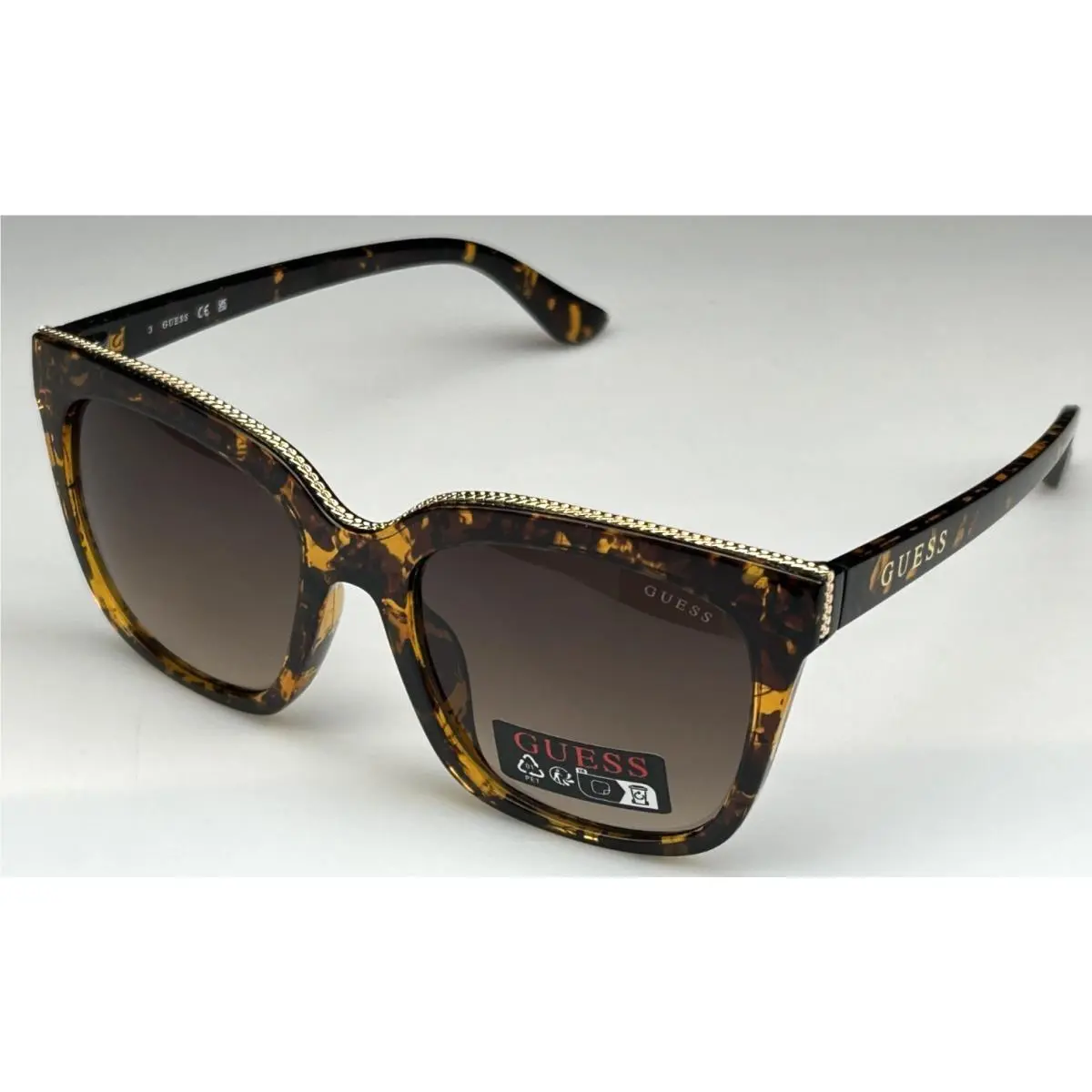 GO00045 52F Women`s 55mm Tortoise Frame Brown Lens Designer Sunglasses by Guess