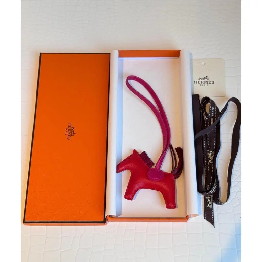 Hermes Pm Rodeo Bag Charm Rose Indien Rubis Mexico Lambsk