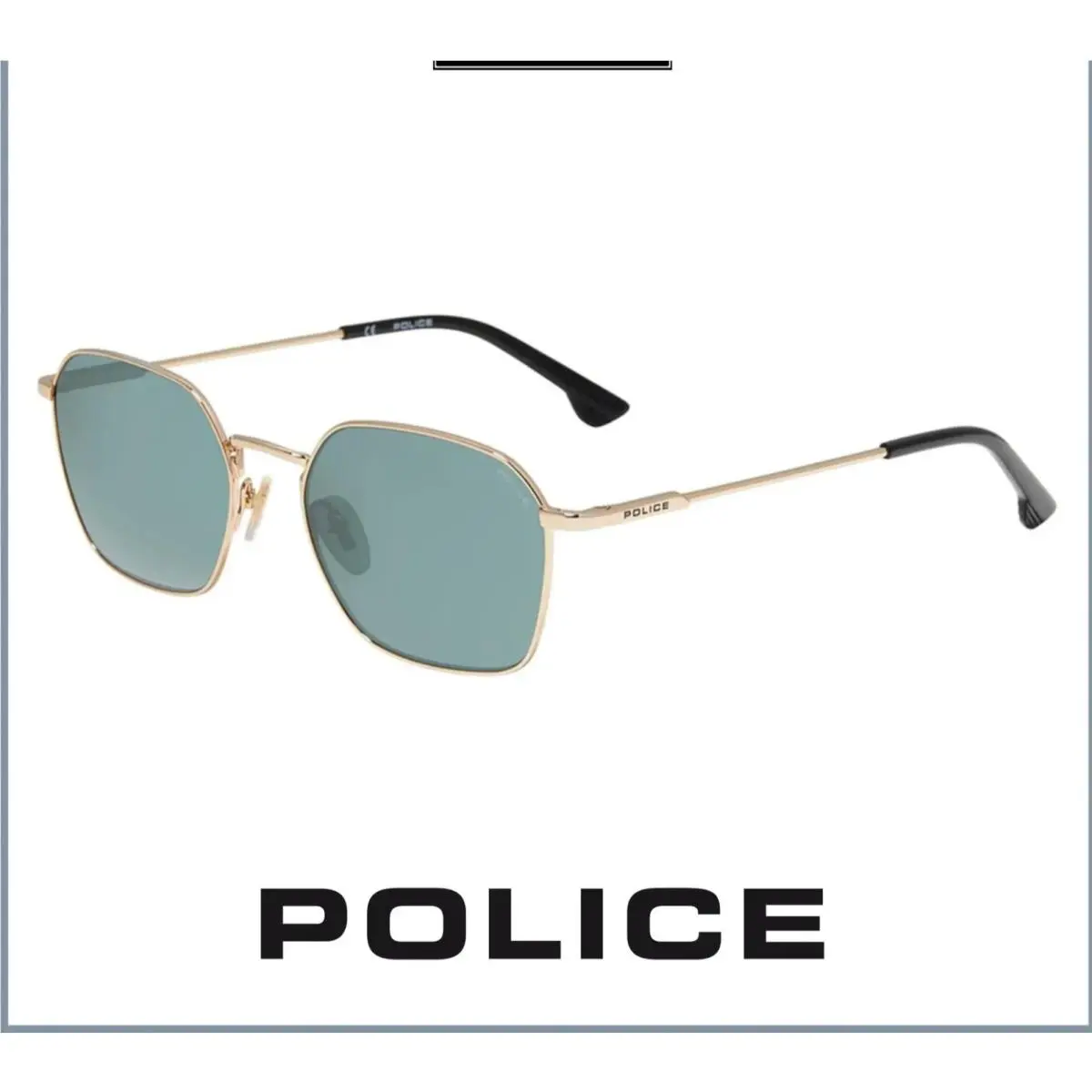 Police Tuxedo 1 SPL970 Gold with Green Lenses 55-19-145 w/ Case