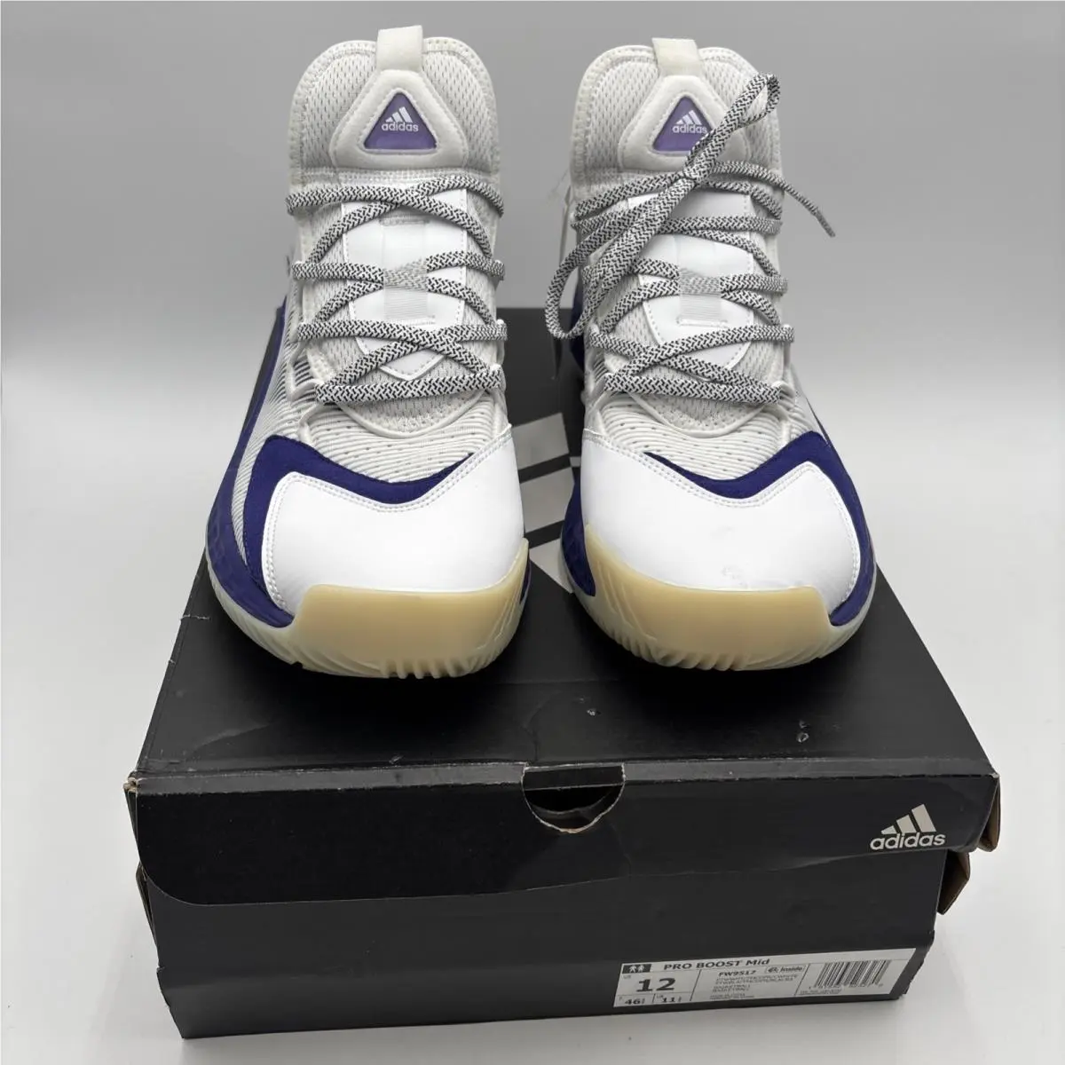 Adidas FW9517 Pro Boost Mid Basketball Sneakers White Blue Men’s Size 12