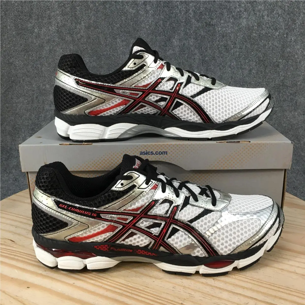 Asics Gel Cumulus 16 Running Shoes Mens 14 Sneakers Lace Up Mesh White T439N