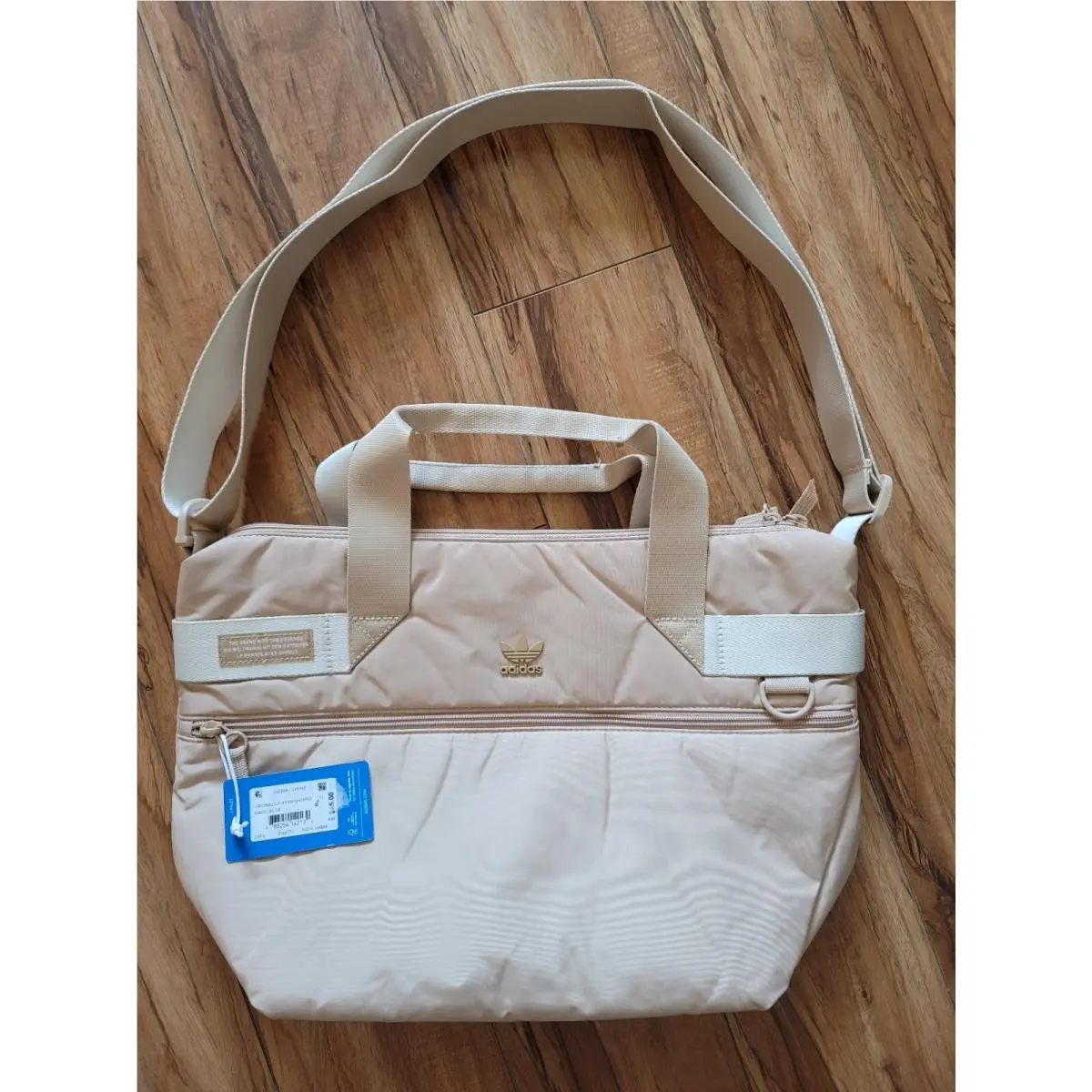 Adidas Originals Beige Logo Puffer Shopper Tote Crossbody Shoulder Bag