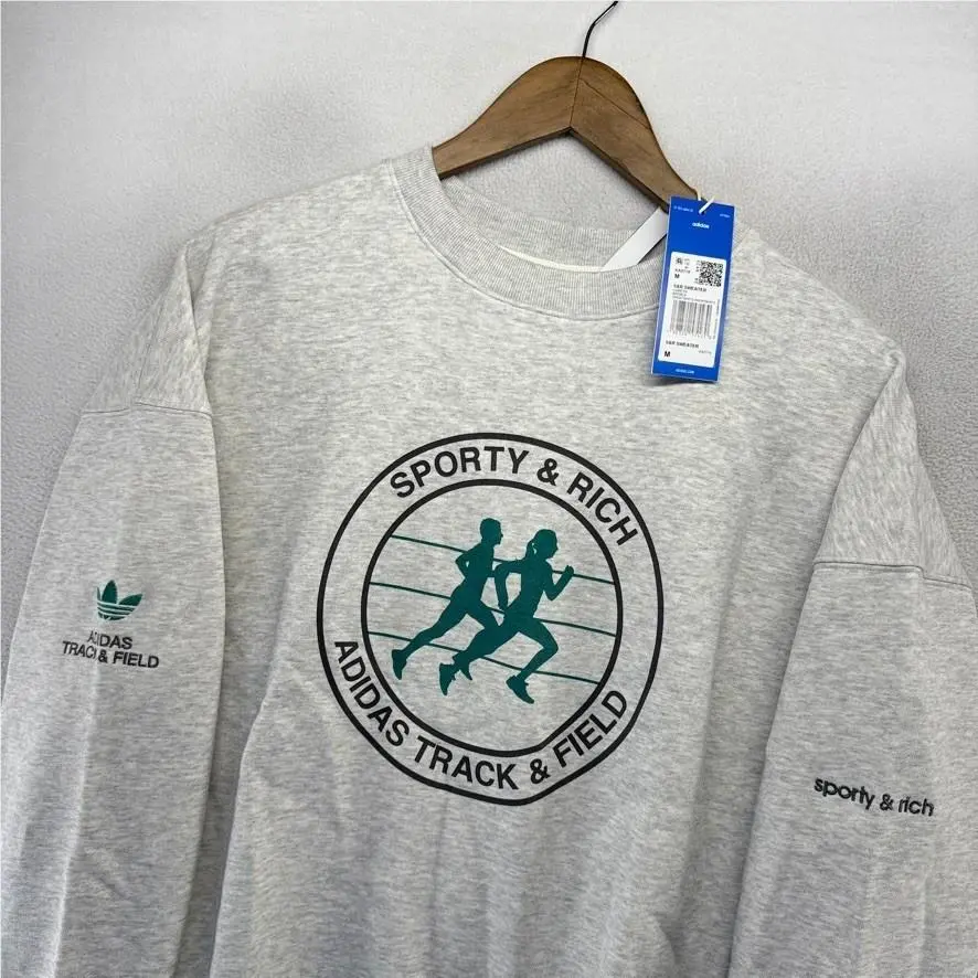 Adidas Sweatshirt Women`s Medium Sporty Rich Track Field Crewneck Trefoil