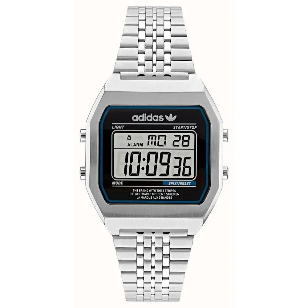 Adidas Originals Digital Two Sliver Tone Quartz Unisex Watch AOST22072