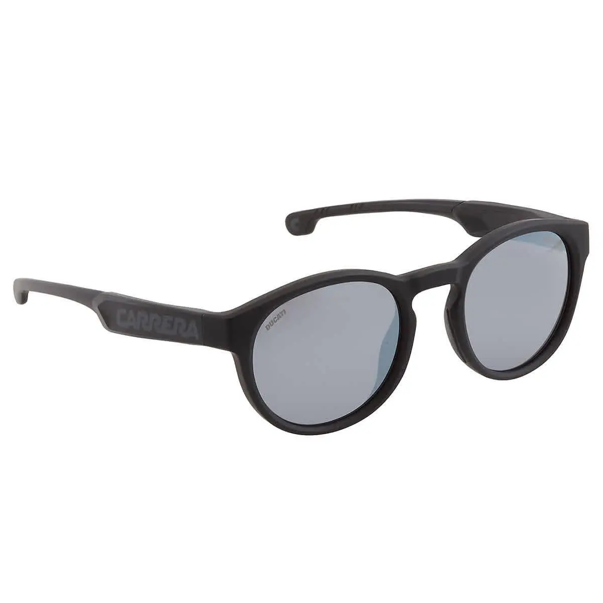 Carrera Silver Mirror Oval Men`s Sunglasses Carduc 012/S 008A/T4 51 - Black, Frame: Black, Lens: Silver