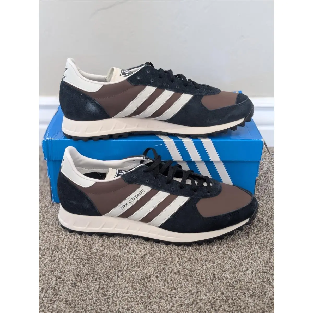 Size 11.5 Men`s Adidas Trx Vintage Brown/white/black Lace Up Shoes GX4580