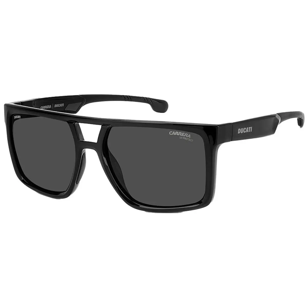 Carrera Ducati Men`s Black Flat Top Square Sunglasses - CARDUC018S 0807 IR - Frame: Black, Lens: Gray