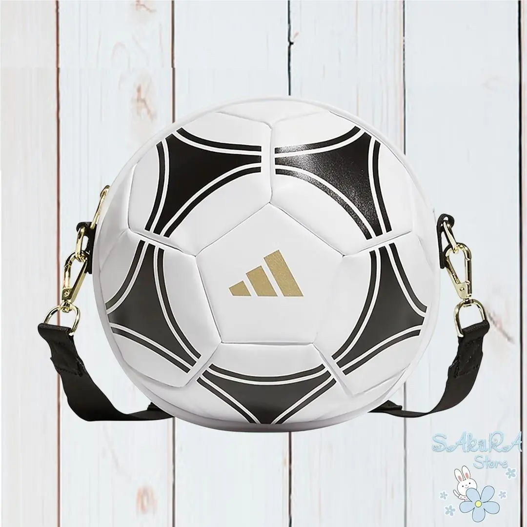 White Black Gold Metallic Adjustable Soccer Ball Crossbody Purse Bag by Adidas