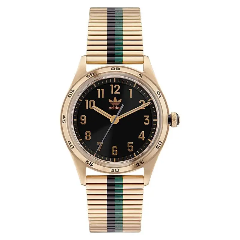 Adidas Originals Style Code Four 42mm Gold Green/black Unisex Watch AOSY22526 - Dial: Black, Band: Black, Gold, Green, Bezel: Gold