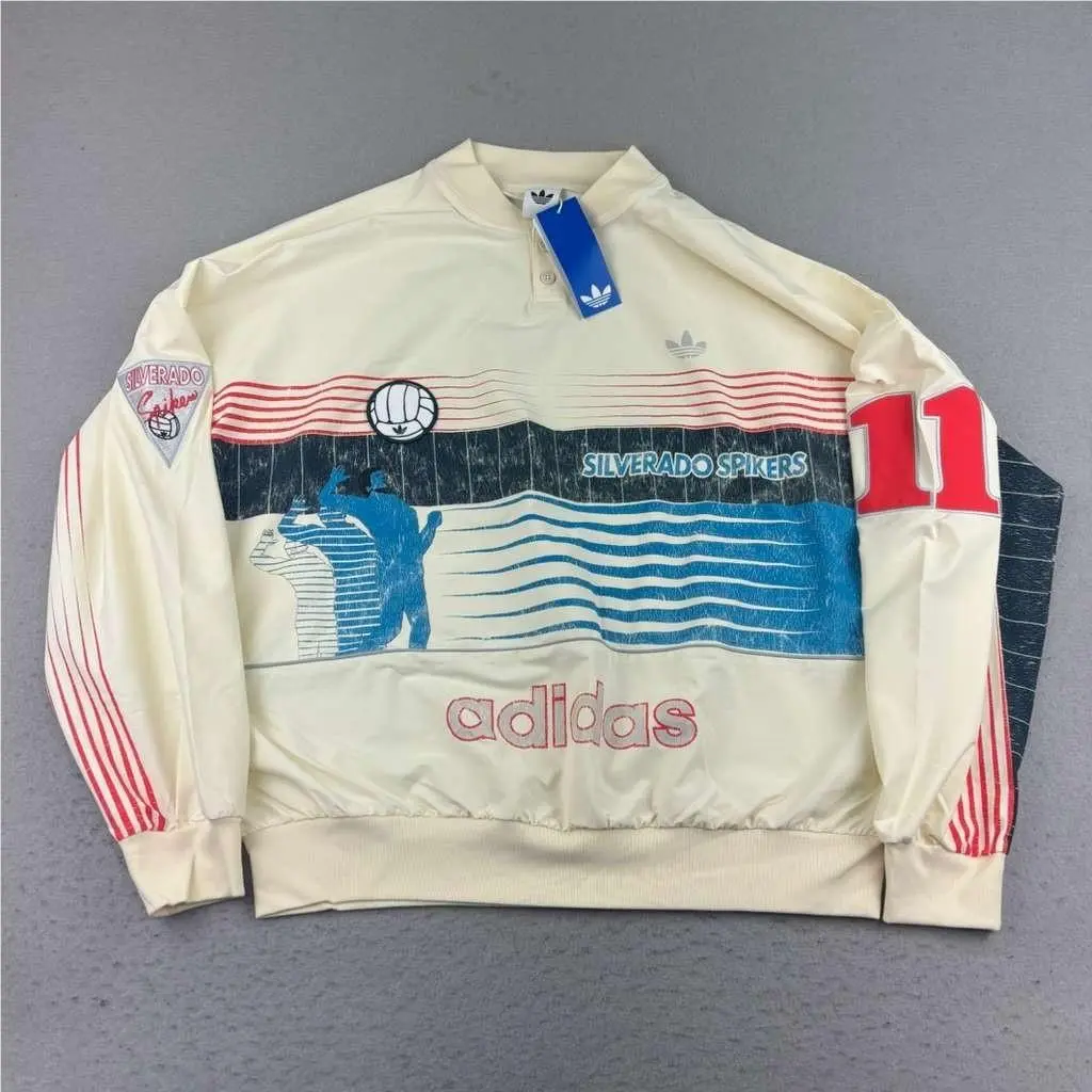 Adidas Sweatshirt Womens Medium Cream Silverado Spikes Summer Sport Archive