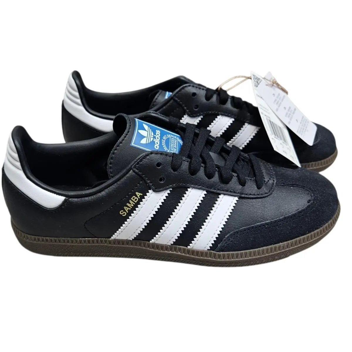 Adidas Samba OG J Sneakers Kids 5 Black White Gum IE3676 Low Top Leather Junior