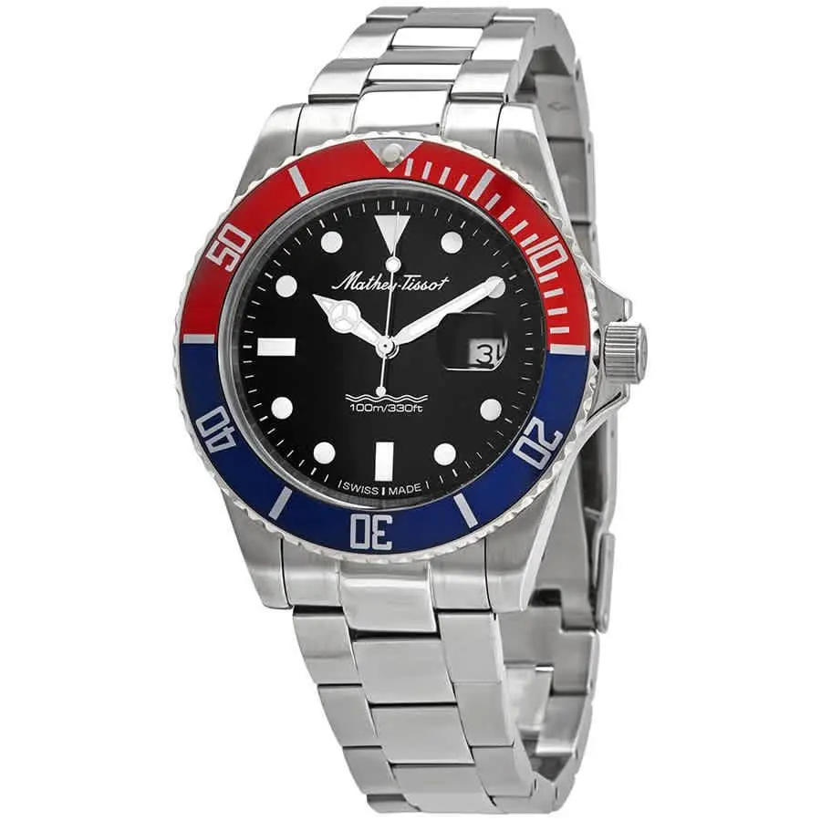 Mathey-tissot Mathey Vintage Quartz Black Dial Pepsi Bezel Men`s Watch H9010AR