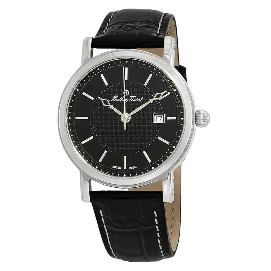 Mathey-tissot City Black Dial Men`s Watch H611251AN - Dial: Black, Band: Black, Bezel: Silver-tone