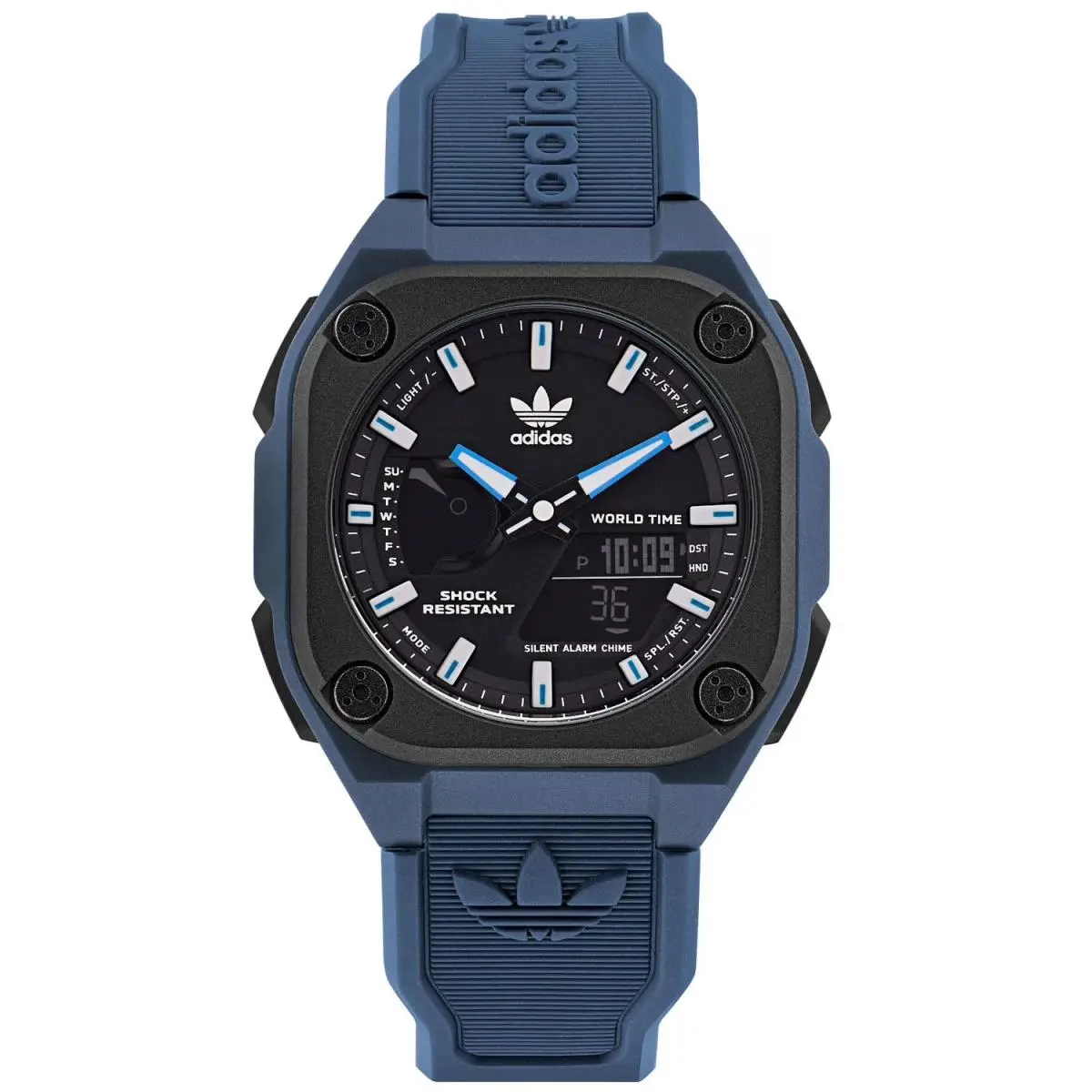 Adidas Originals Street City Tech One Black Dial Quartz Men`s Watch AOST22545 - Dial: Black, Band: Blue, Bezel: Black