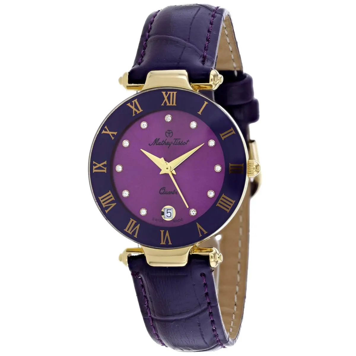 Mathey Tissot Women`s Coupole Purple Dial Watch - K229FV