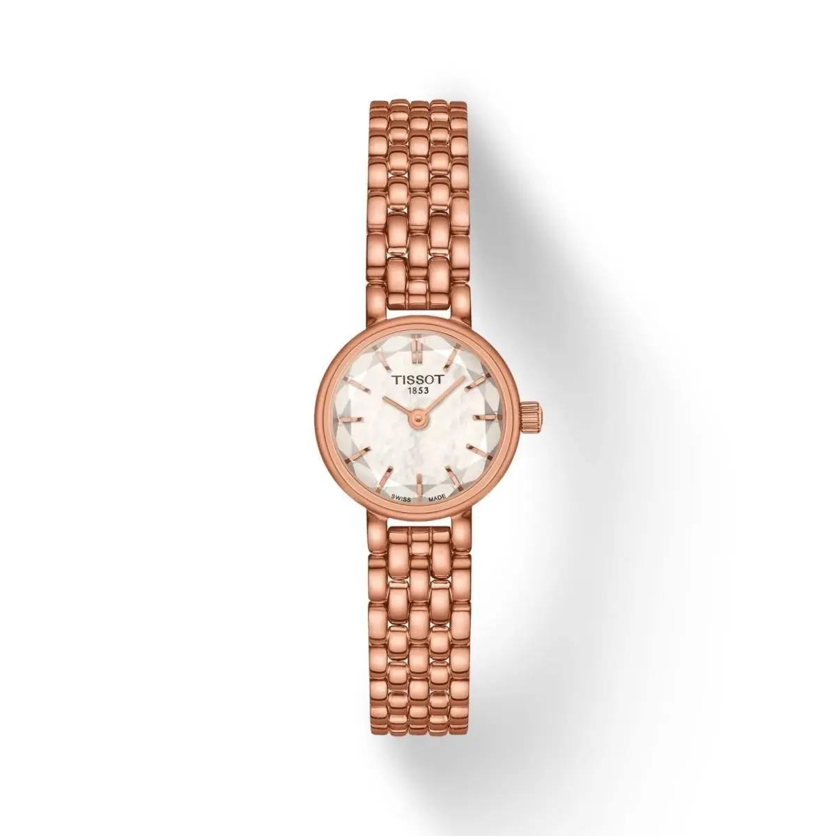 Tissot Lovely Round Rose Gold White Mop Dial Women`s Watch T1400093311100 - Dial: White Mother-of-Pearl, Band: Rose Gold