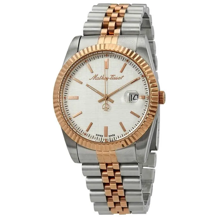 Mathey-tissot Mathey Iii Quartz White Dial Two-tone Men`s Watch H810RA - Dial: White, Rose, Band: Gold, Pink, Silver, Bezel: Silver-tone
