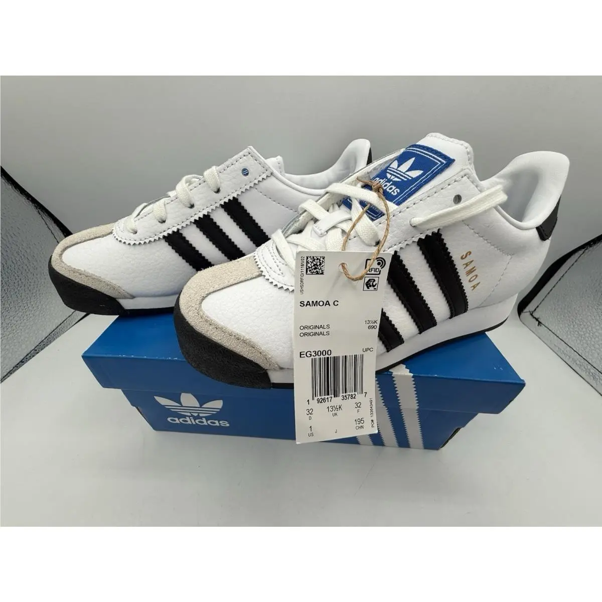 Adidas Samoa C Little Kids` Shoes Cloud White-core Black EG3000 Size 1