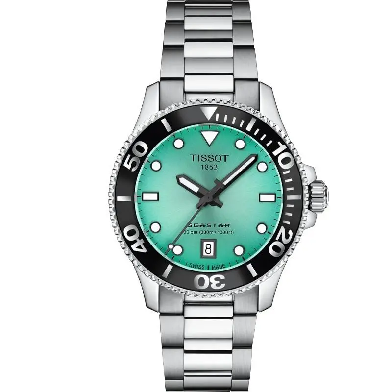 Tissot Seastar 1000 36mm Turquoise Dial Women`s Watch T1202101109100