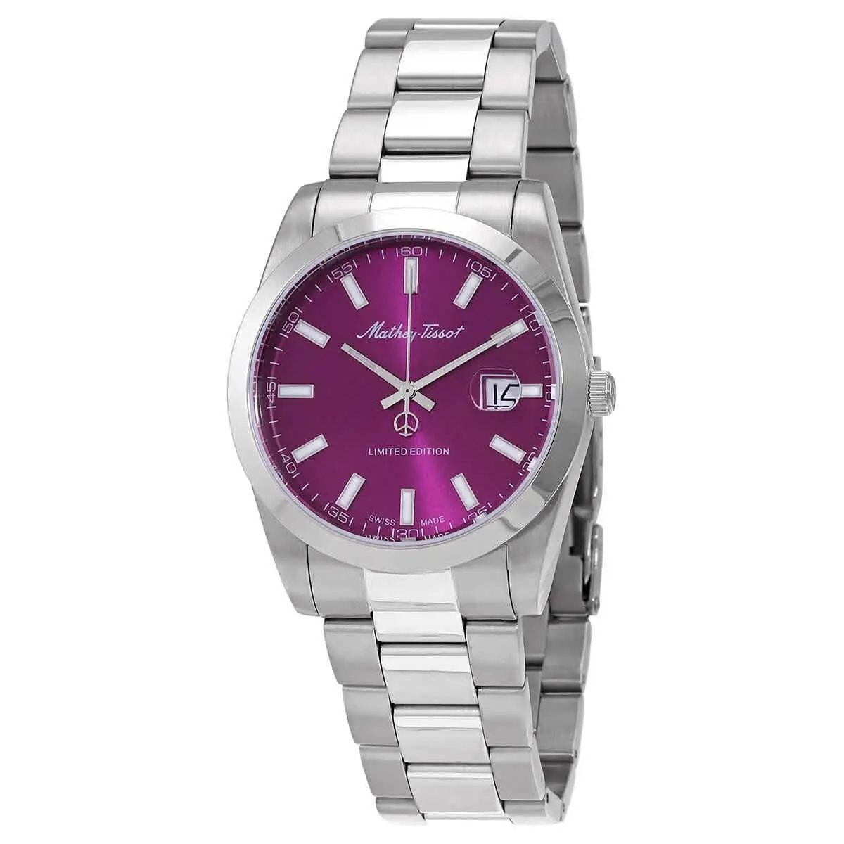 Mathey-tissot Mathy I LE Quartz Purple Dial Men`s Watch H451PU - Dial: Purple, Band: Silver-tone, Bezel: Silver-tone