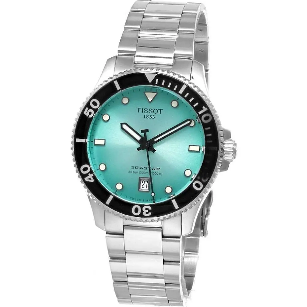 Tissot Seastar 1000 Quartz 40mm Turquoise Dial SS Men`s Watch T120.410.11.091.00