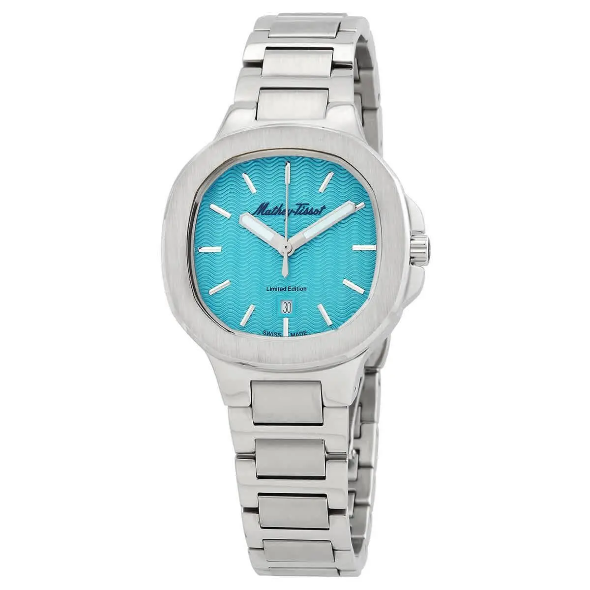 Mathey-tissot Evasion Quartz Blue Dial Ladies Watch D152TI - Dial: Blue, Band: Silver-tone, Bezel: Silver-tone