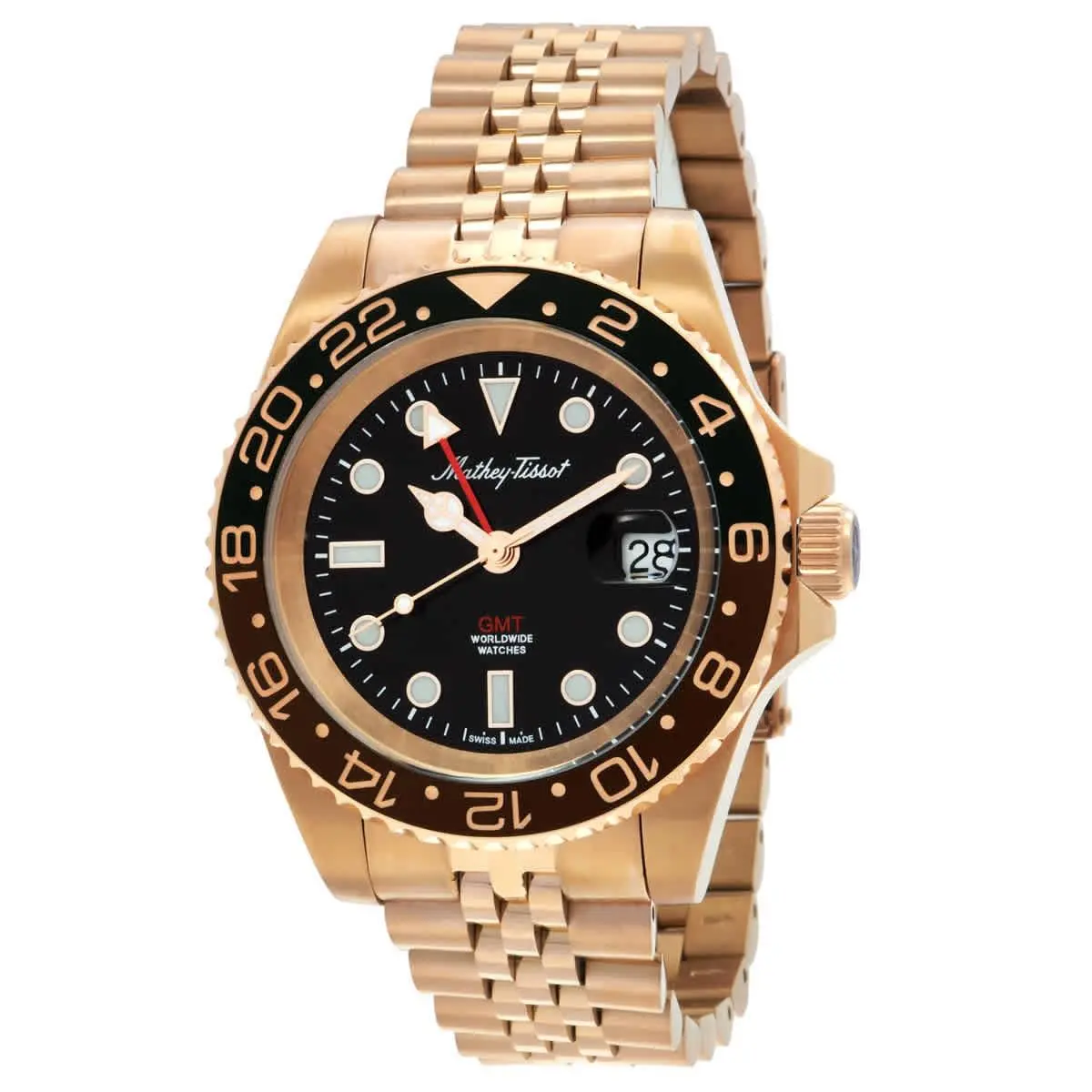 Mathey-tissot Gmt Quartz Black Dial Men`s Watch H903PRN
