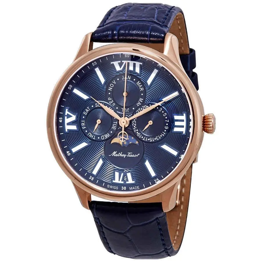 Mathey-tissot Edmond Moon Phase Blue Dial Men`s Watch H1886RPBU